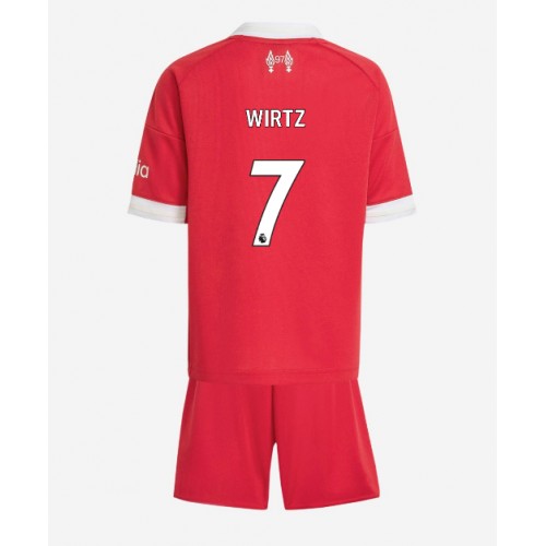 Stroje piłkarskie Liverpool Florian Wirtz #7 Koszulka Podstawowej dla dzieci 2025-26 Krótki Rękaw (+ szorty)
